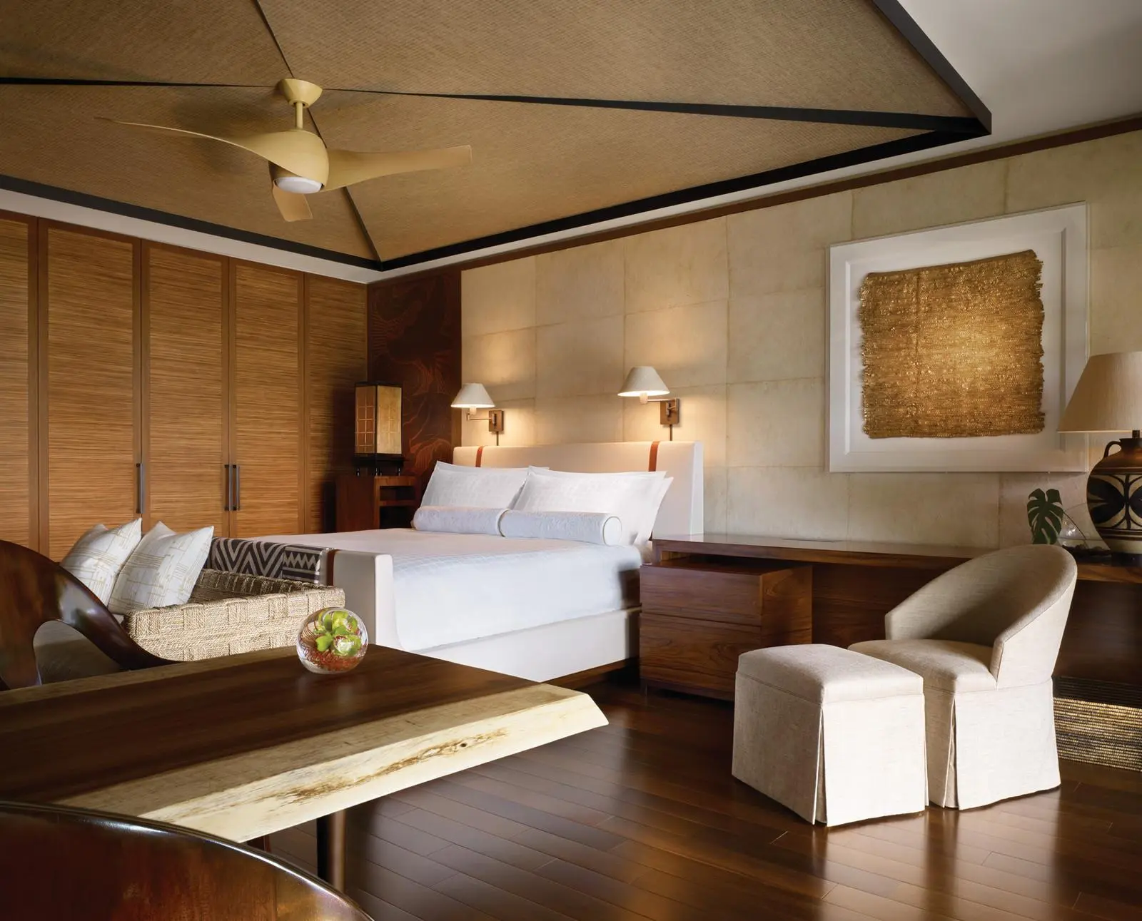 A renovated king room at Four Seasons Lanai.