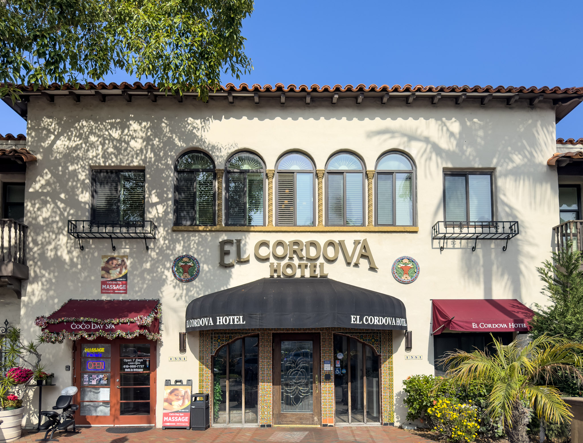 The entrance to El Cordova Hotel in Coronado.
