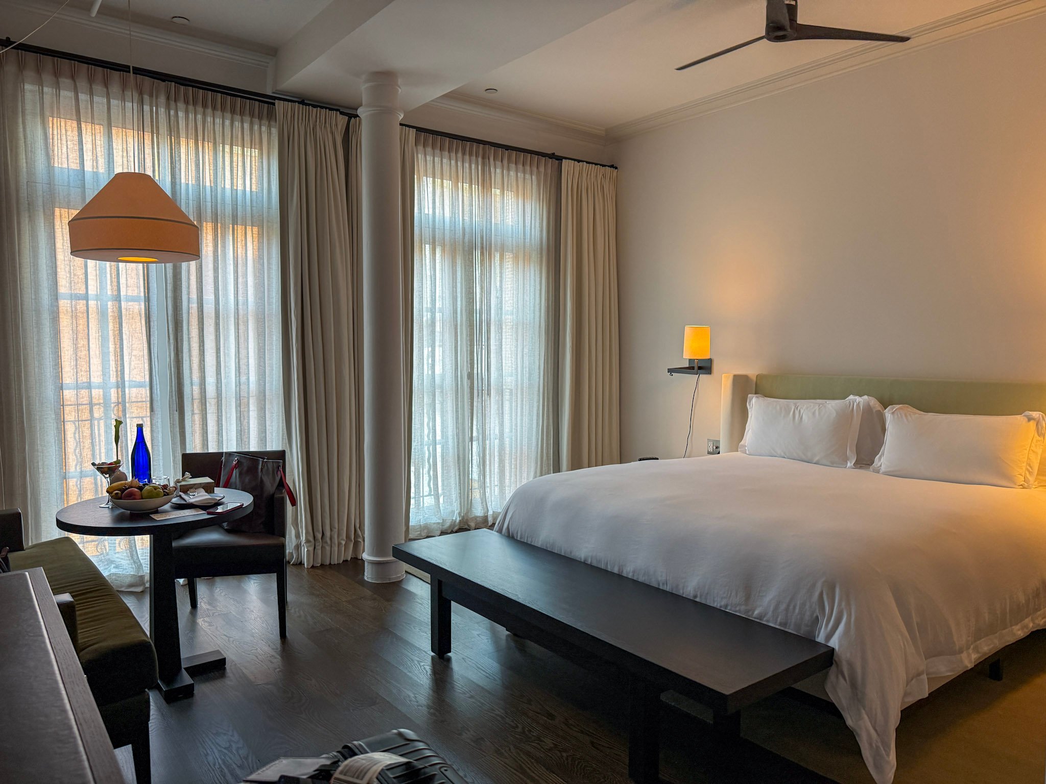 The bedroom of my Loft Studio Suite at The Mercer Hotel in NYC.