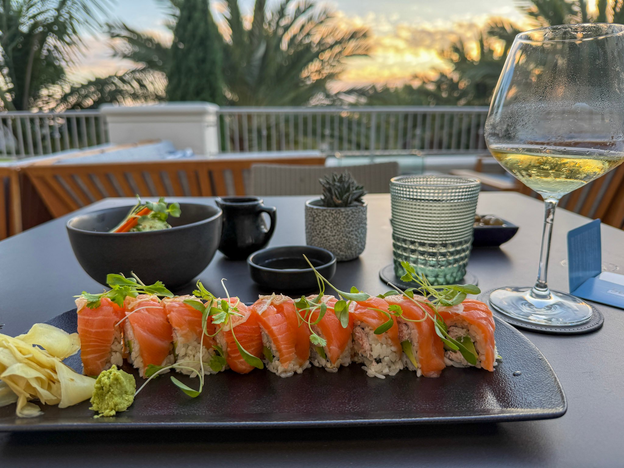 My sushi dinner at Pacific Point outside at Park Hyatt Aviara.