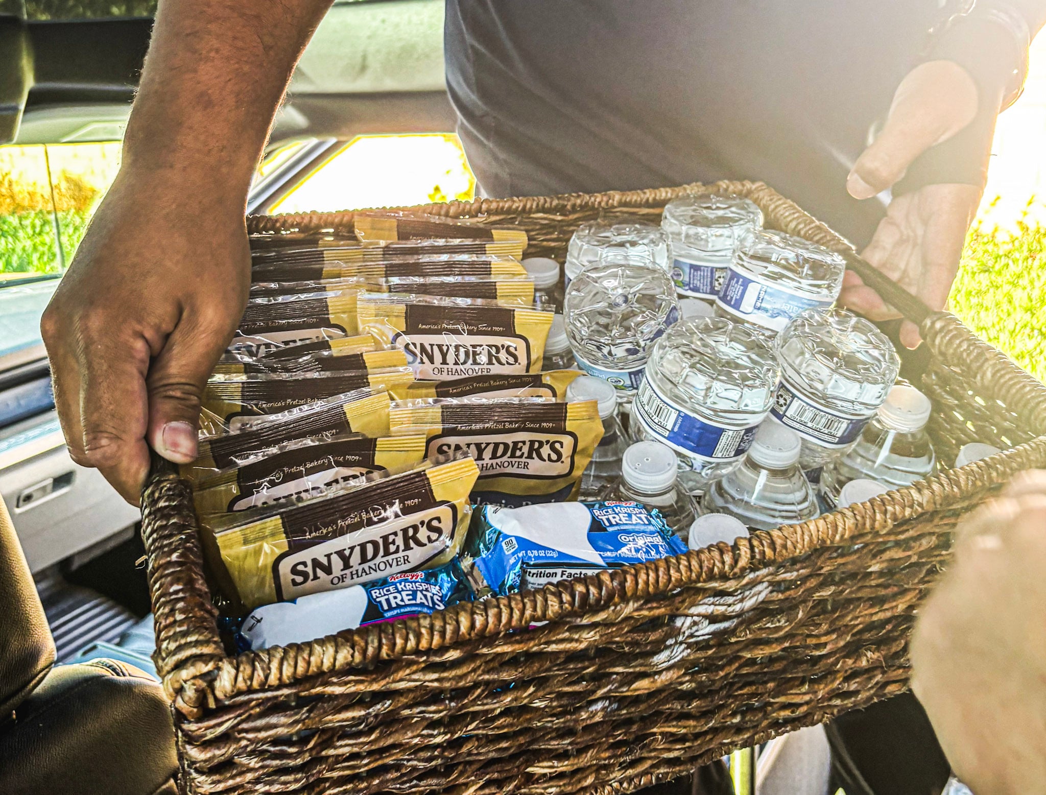 Pretzels, Rice Krispie Treats and water snacks on reLAXsan.