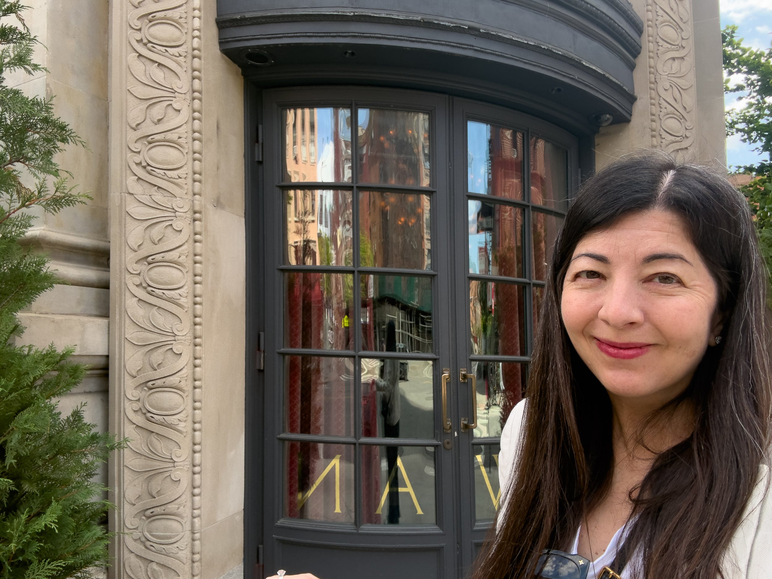 Katie Dillon outside Nine Orchard on the Lower East Side