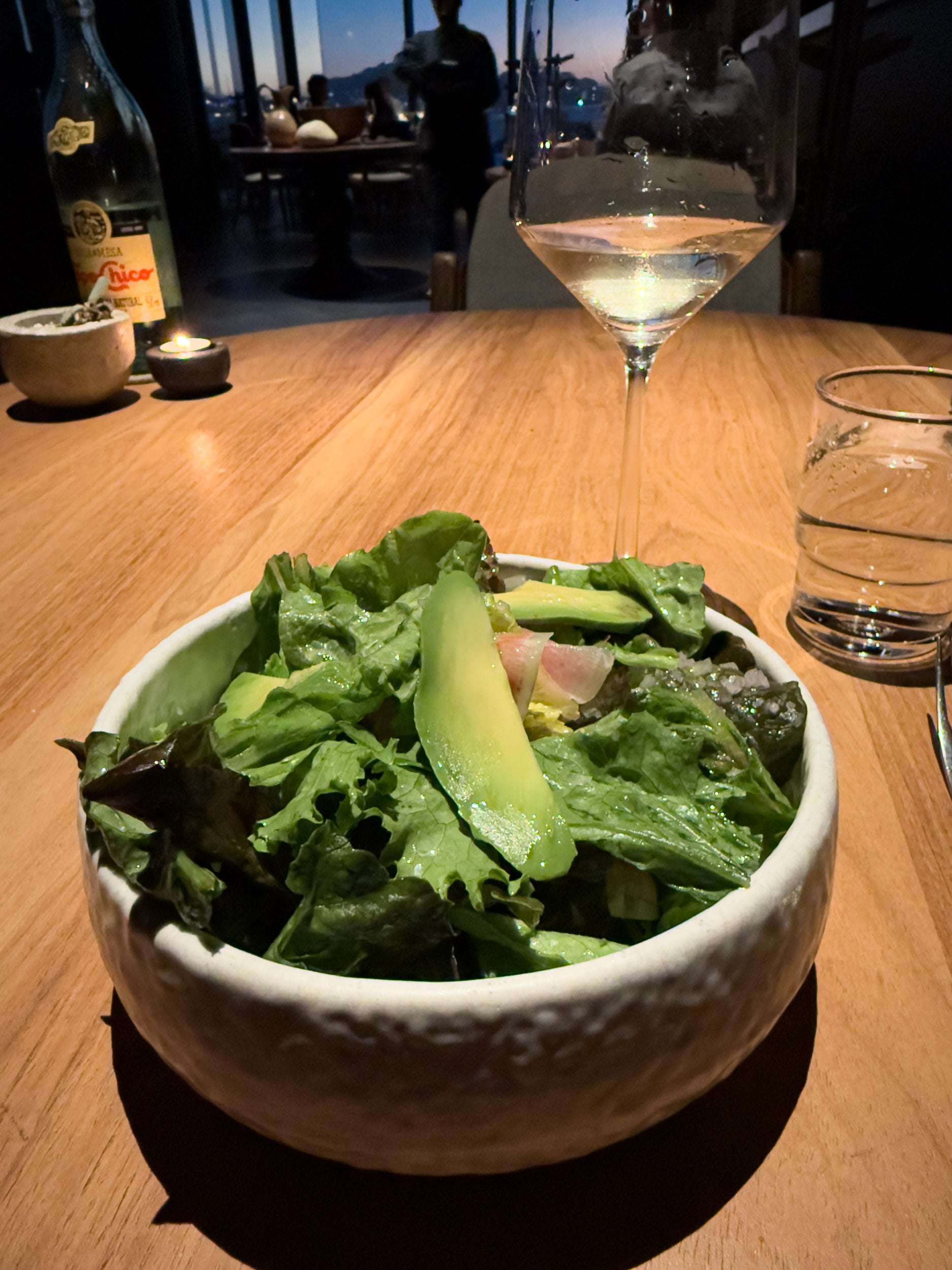 The yuzu, lettuce and avocado salad at Manta, the Enrique Olvera restaurant at The Cape