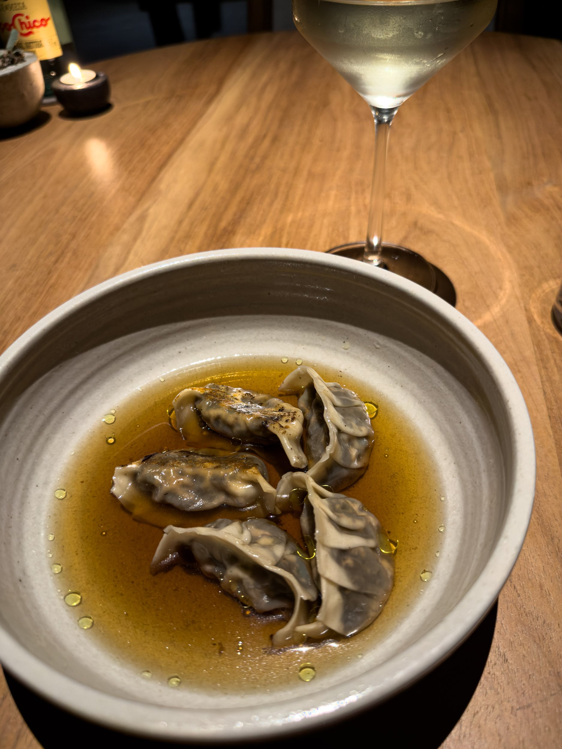 Mushroom dumplings served in dashi broth at Manta at The Cape