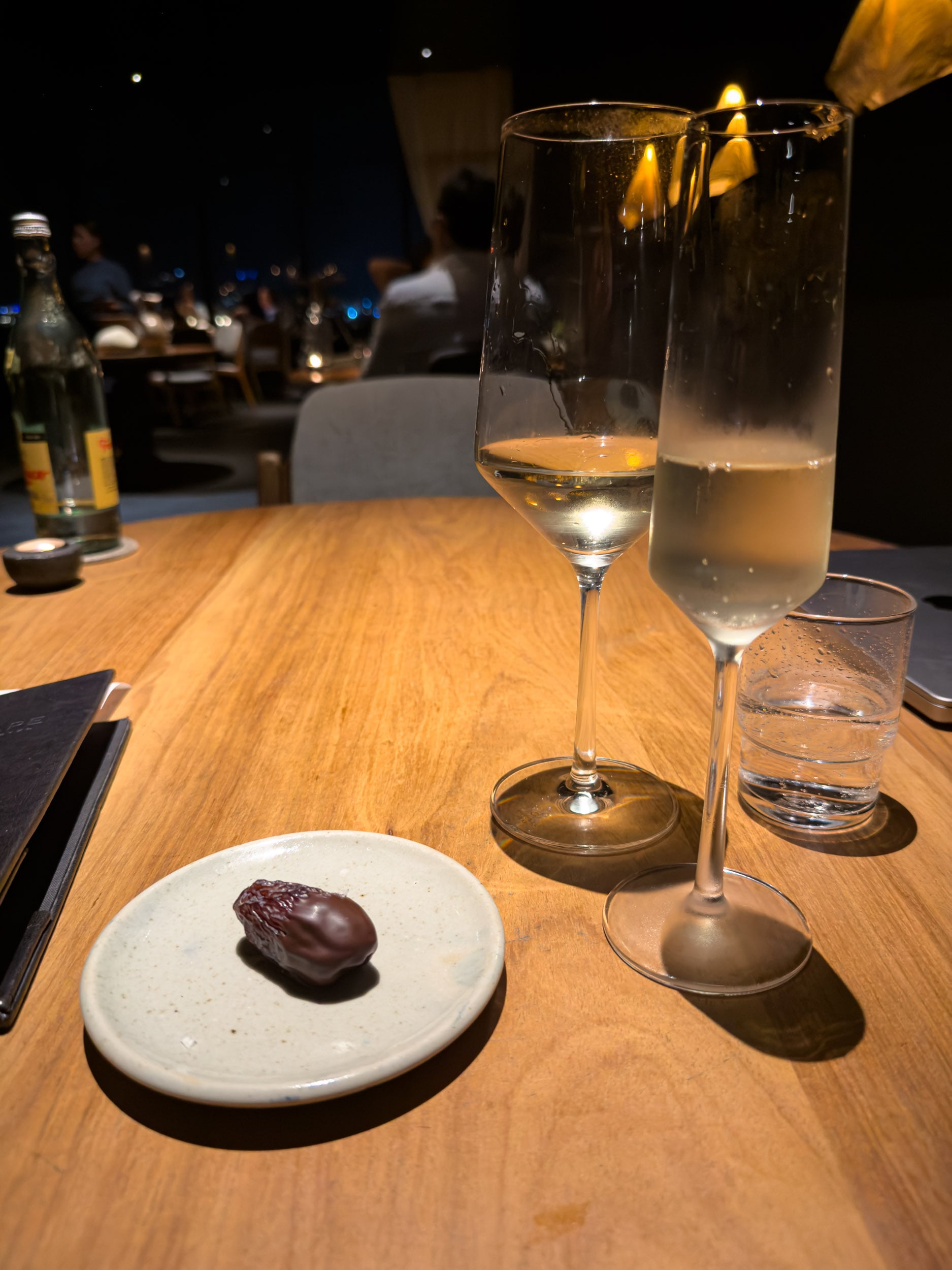 A dessert bite and sparkling wine at Manta at The Cape