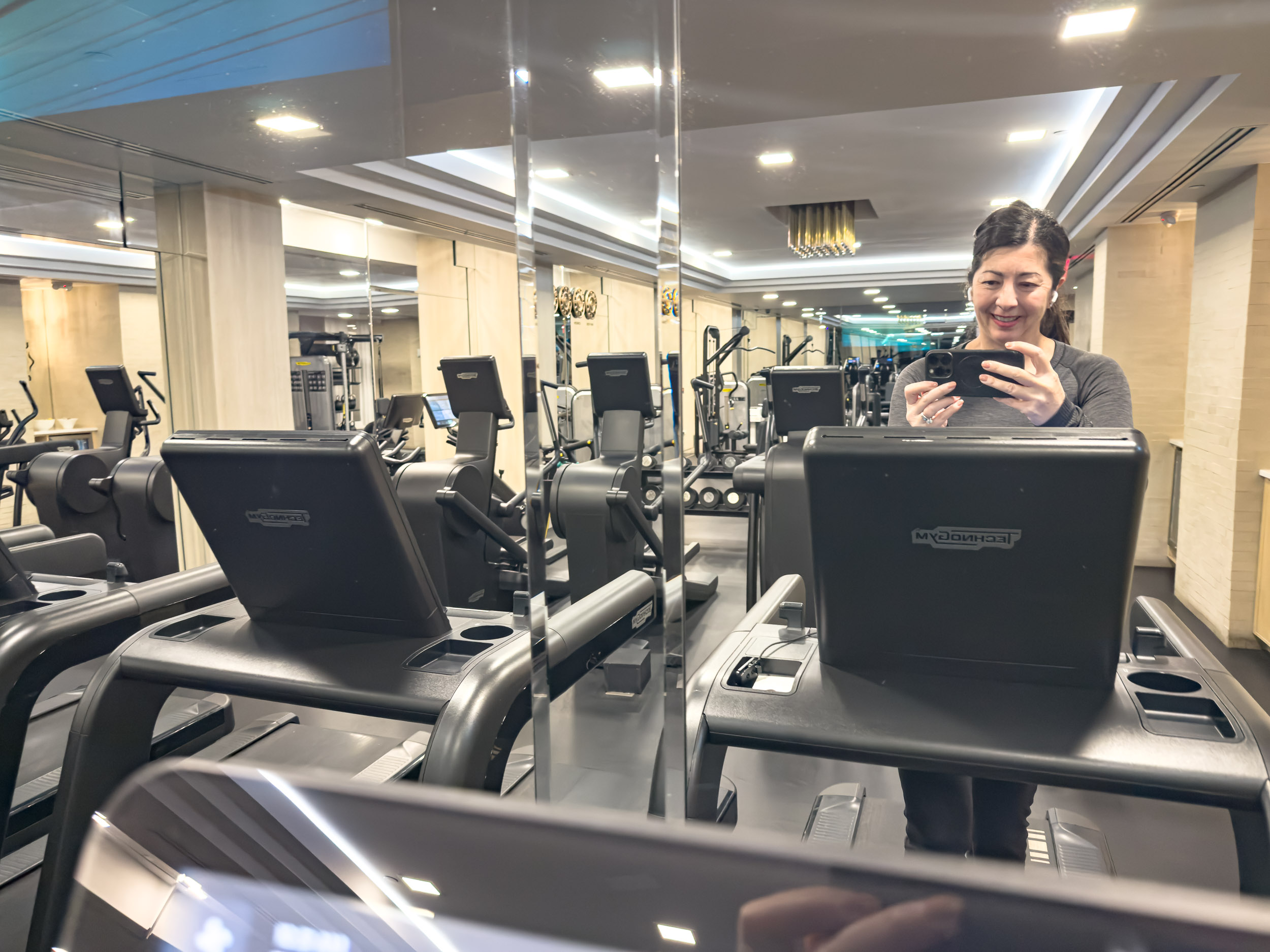 Fitness center with treadmills and cardio equipment at The Plaza Hotel New York