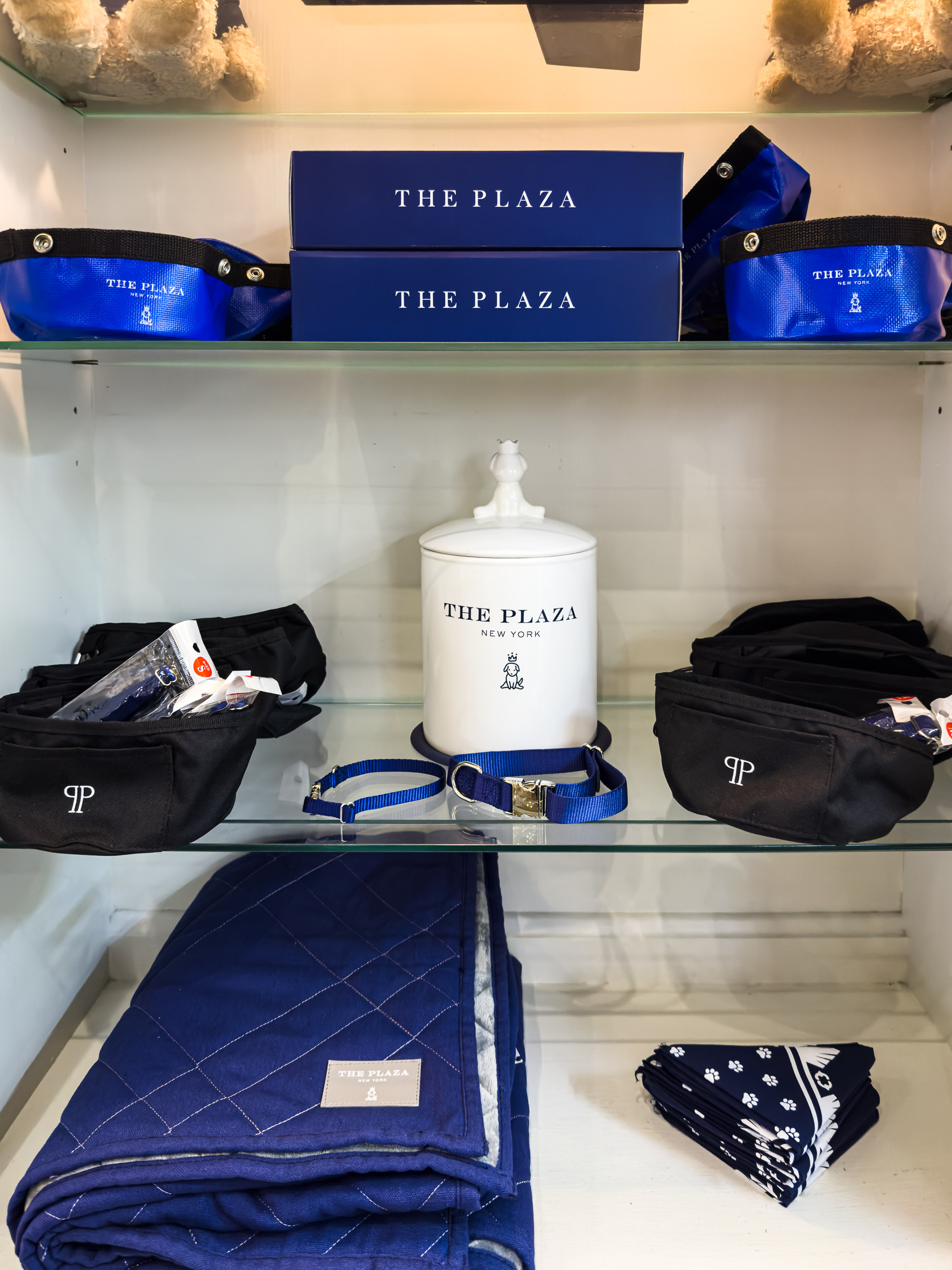 Pampered Pet package amenities including dog bed, bowls and leash at The Plaza Hotel New York
