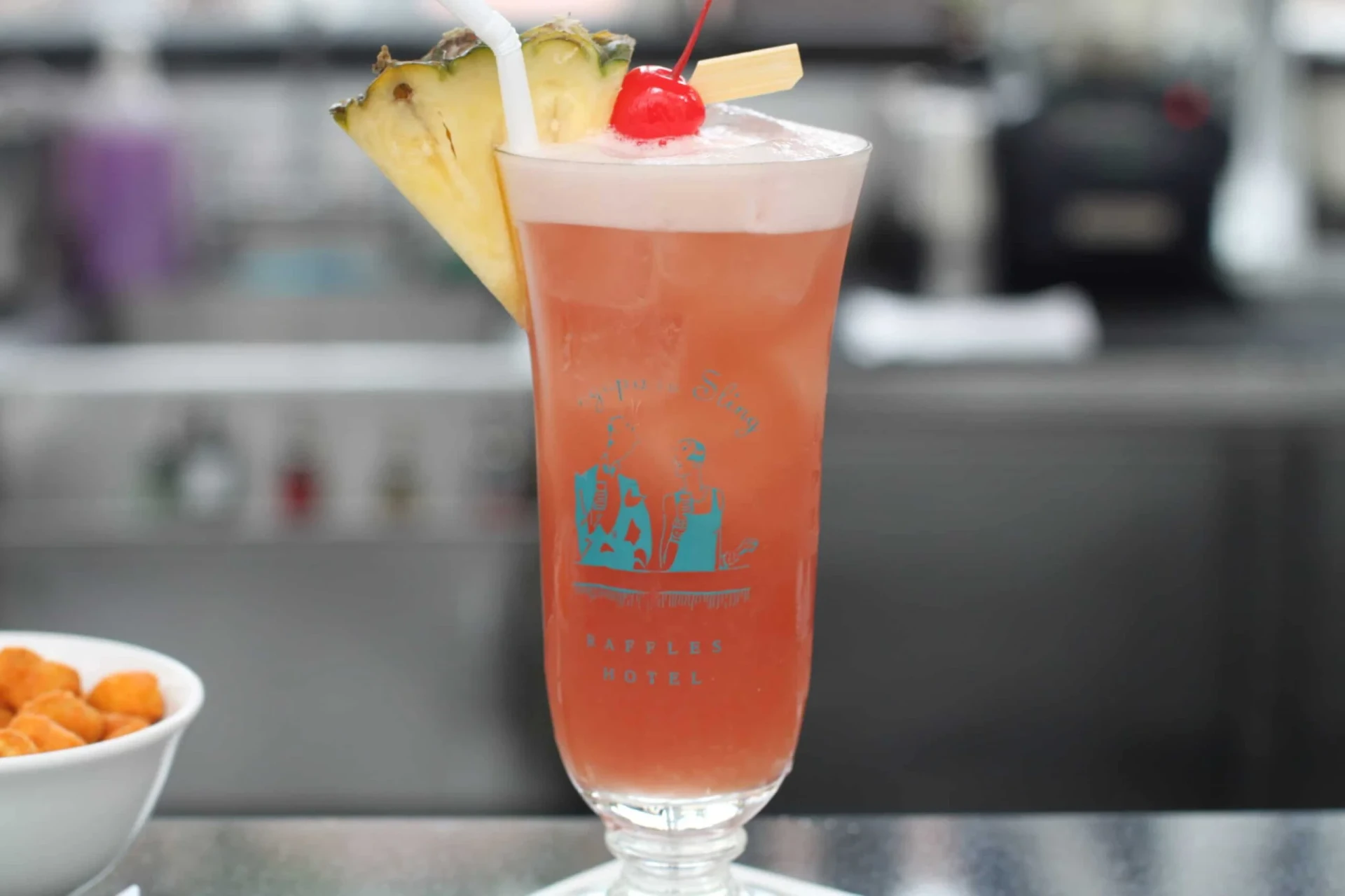 Singapore Sling served at the Raffles Hotel in Singapore.