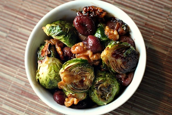 Roasted Brussel Sprouts With Grapes And Walnuts