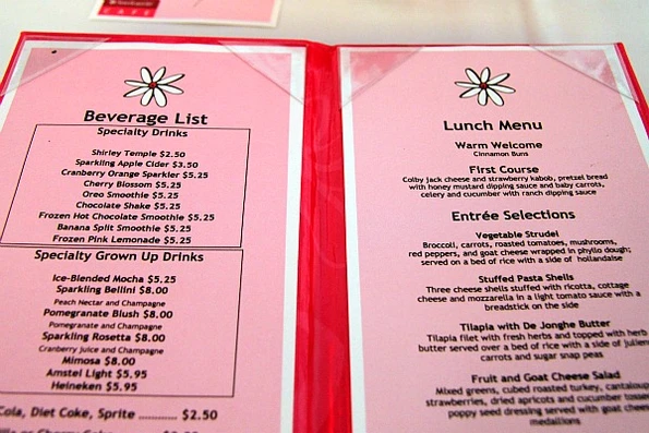 American Girl Cafe Menu