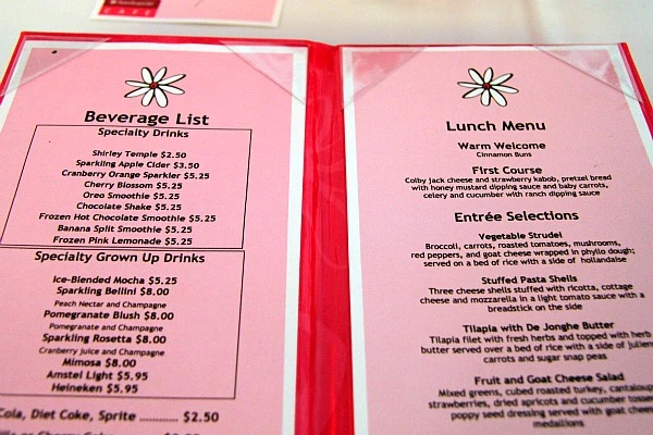 American Girl Cafe Menu