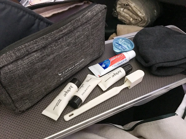 Cathay Pacific business class amenity kit.