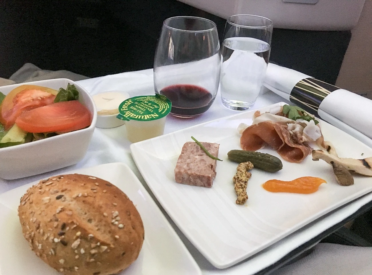 Cathay Pacific business class starter charcuterie course