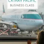 Learn the best tips for flying Cathay Pacific in business class with kids including where to sit, inflight dining, amenities and more.