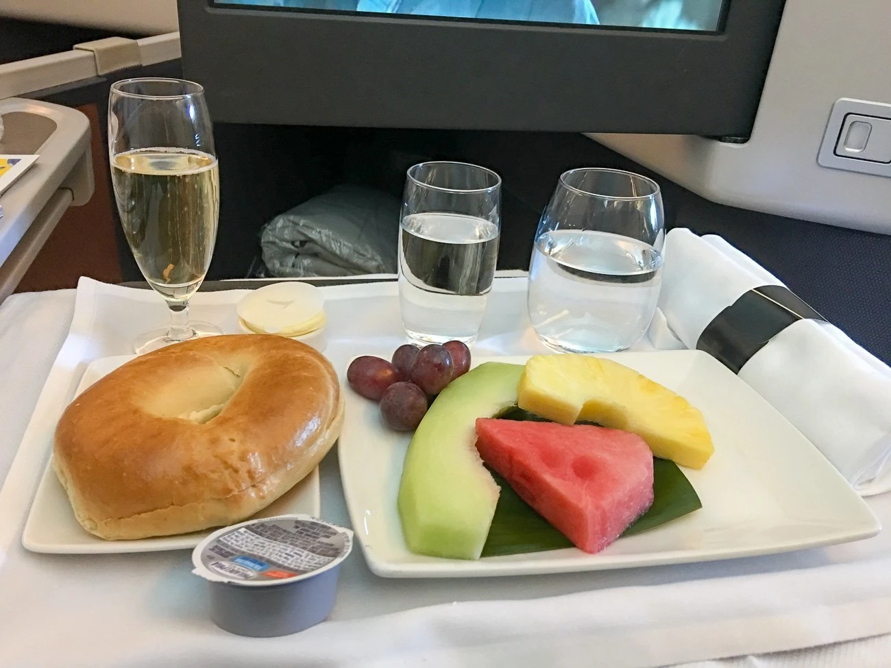 Cathay Pacific business class breakfast starter course