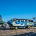 San Diego Seal Tours bus boat waits for guests at Seaport Village