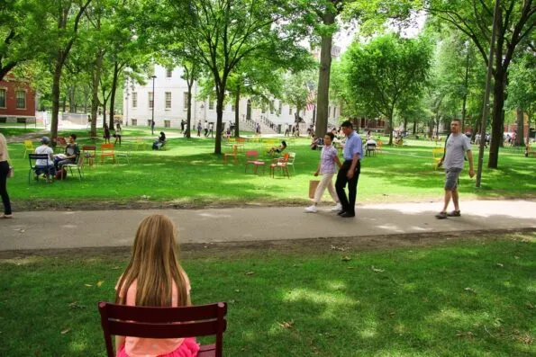 harvard yard with kids