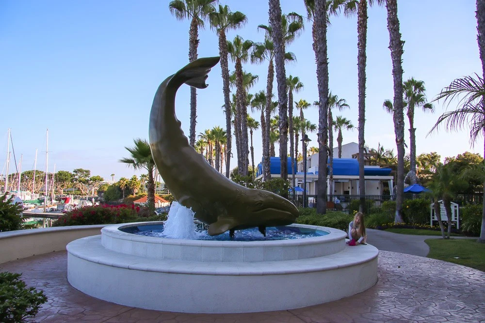 The giant whale fountain near Sheraton San Diego Marina.