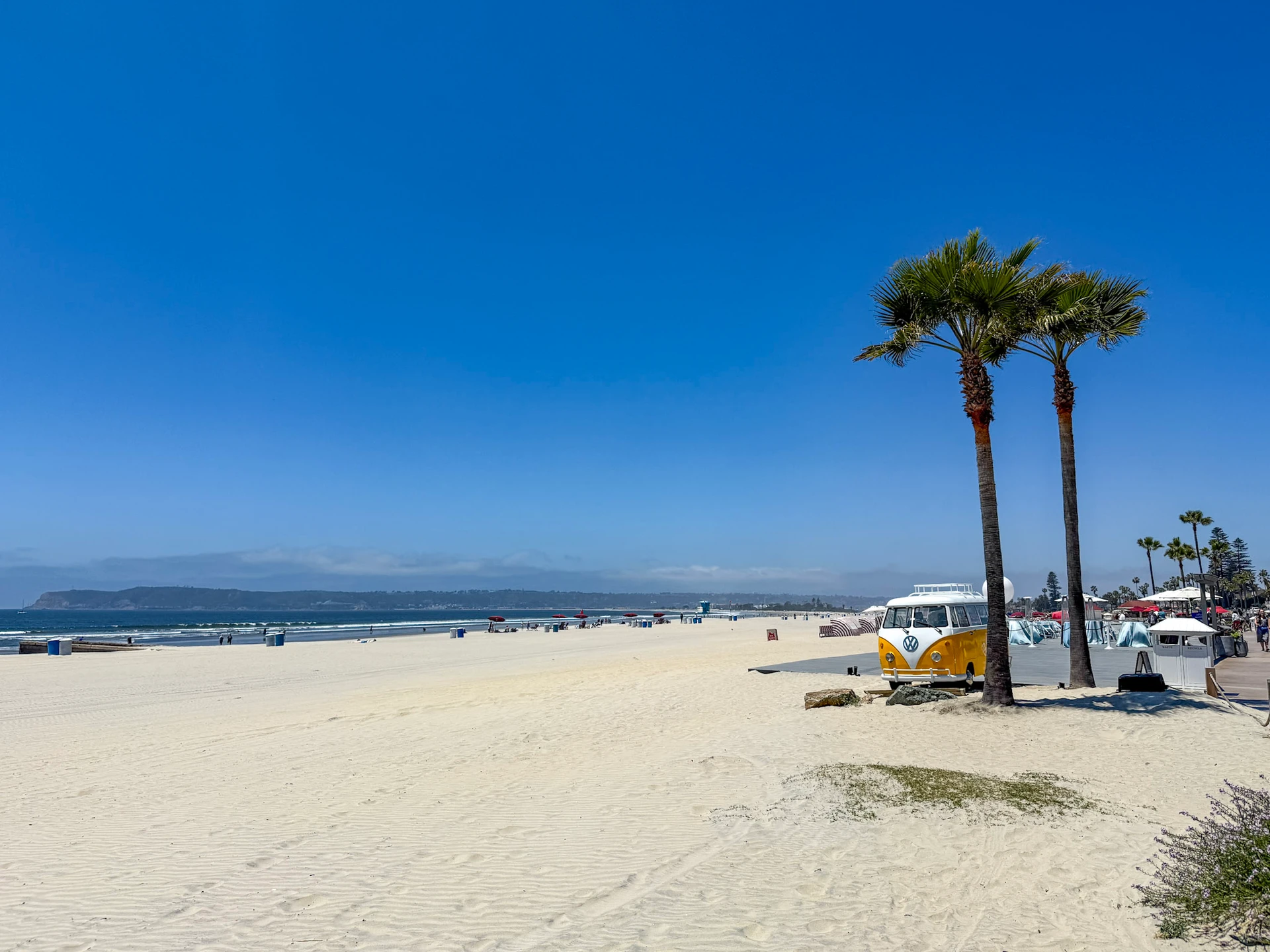 Huge Coronado Beach sand on a sunny day in the morning.