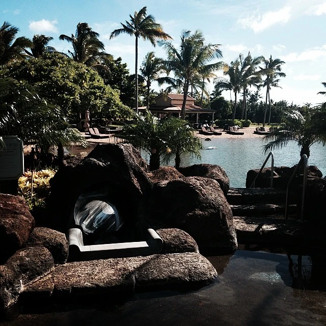 The water slide and sand bottom pool at Kukuiula