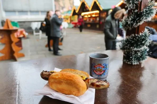 Frankfurt Christmas Market Bratwurst and Gluhwein