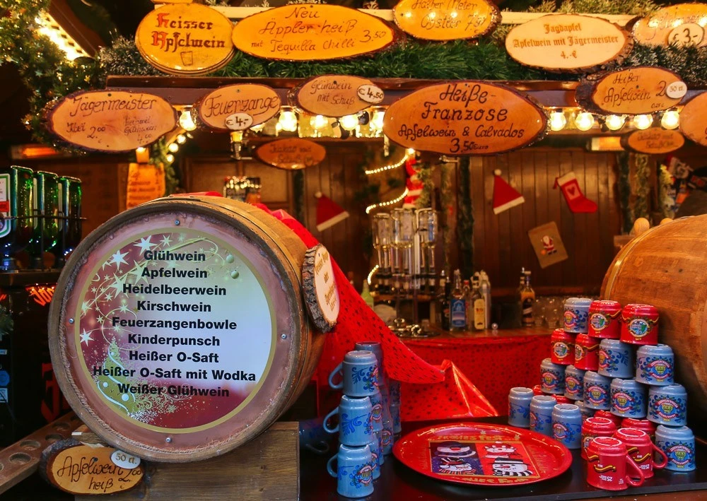 A gluhwein stand at the Frankfurt Christmas Market