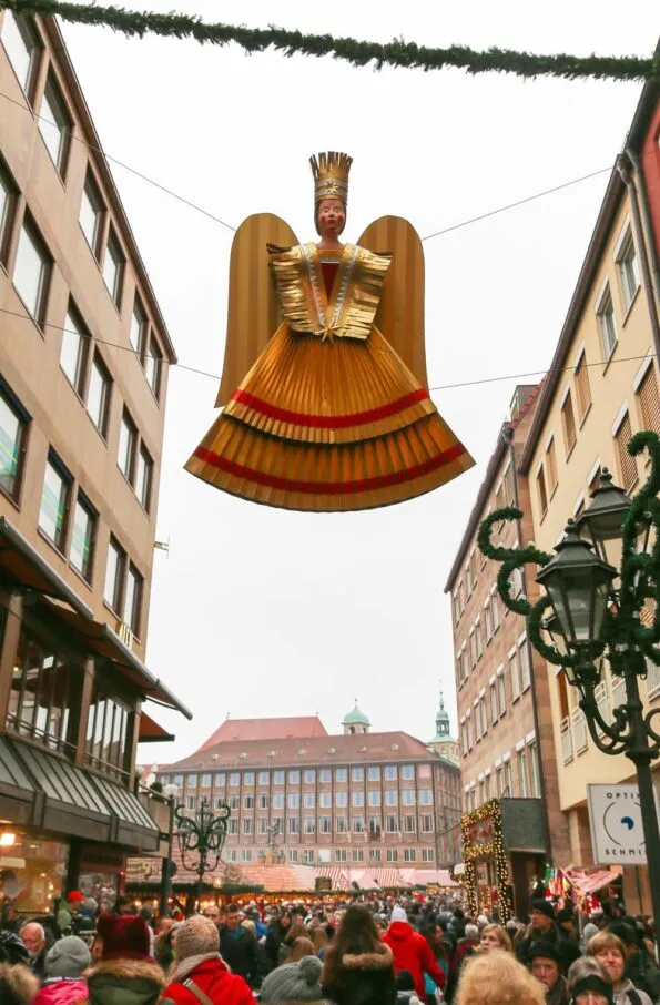 Gold angels watch over the Nuremberg Christmas Market