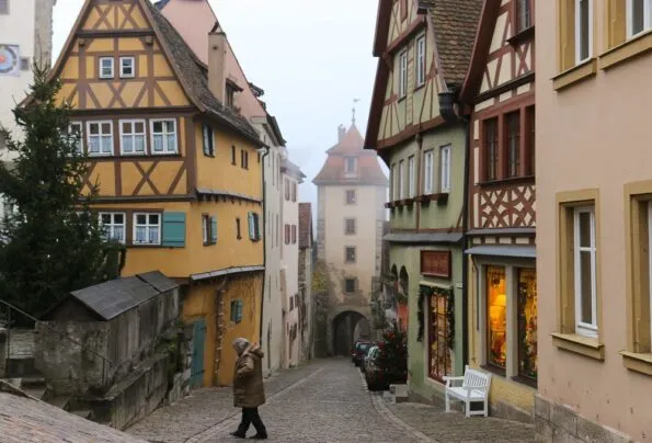 A famous street scene in Rothenburg, Germany