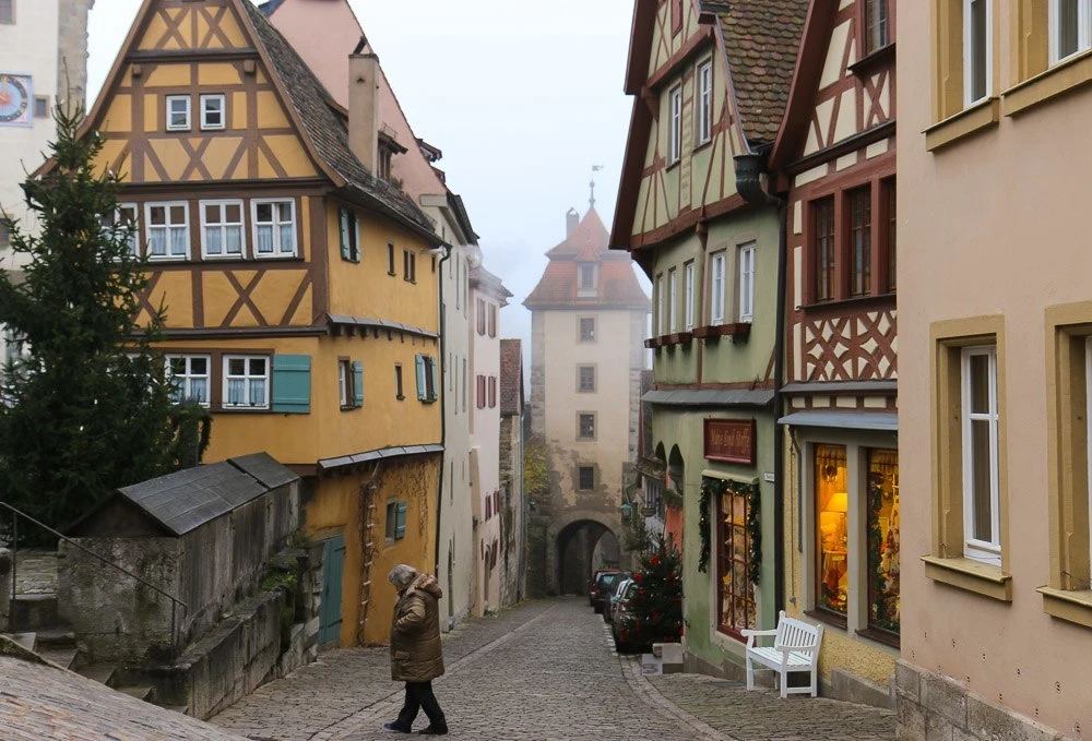 A famous street scene in Rothenburg, Germany