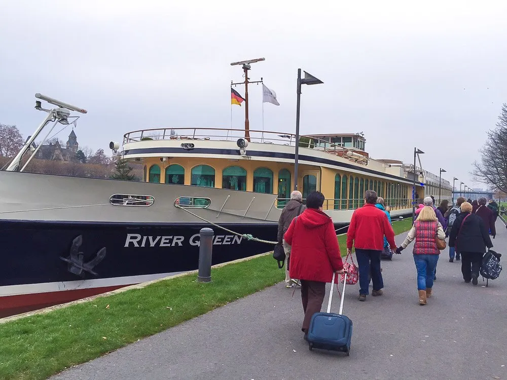 Uniworld's River Queen ship docked in Frankfurt on the Main River
