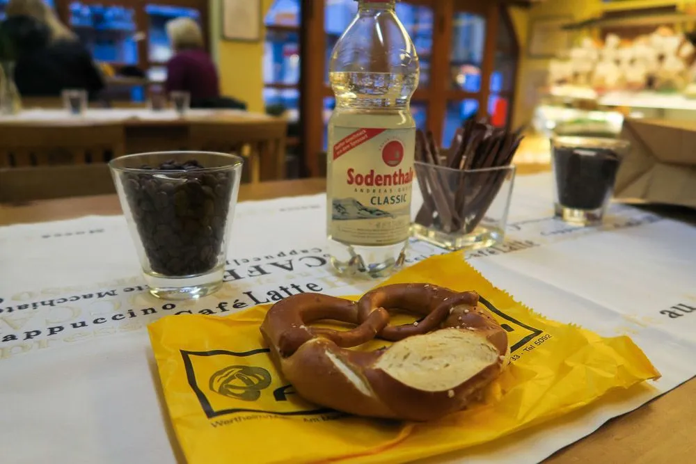 Eat a pretzel at Fritz Frischmuth bakery in Wertheim