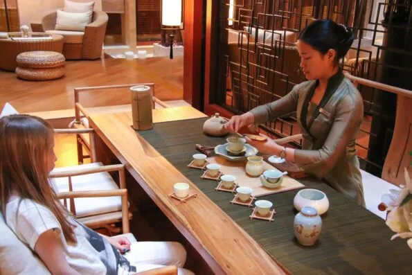 Enjoy a tea ceremony at the Four Seasons Hotel Beijing tea garden