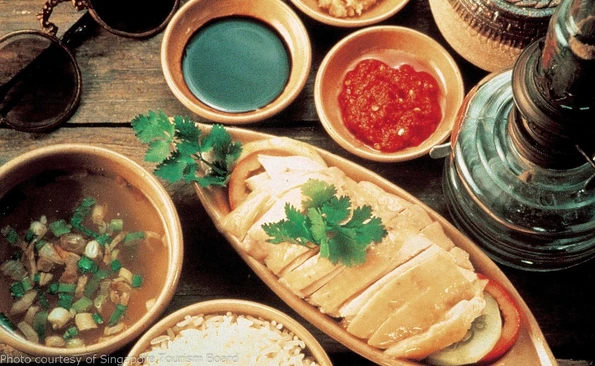 Hainanese chicken rice is the national dish of Singapore