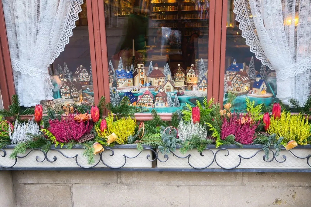 Christmas window box in Rothenburg, Germany