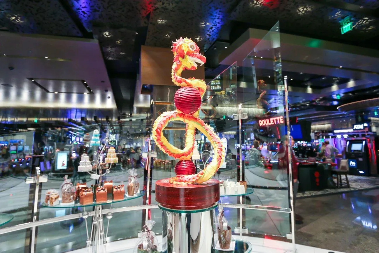 A chocolate dragon at the Aria Resort and Casino in Las Vegas