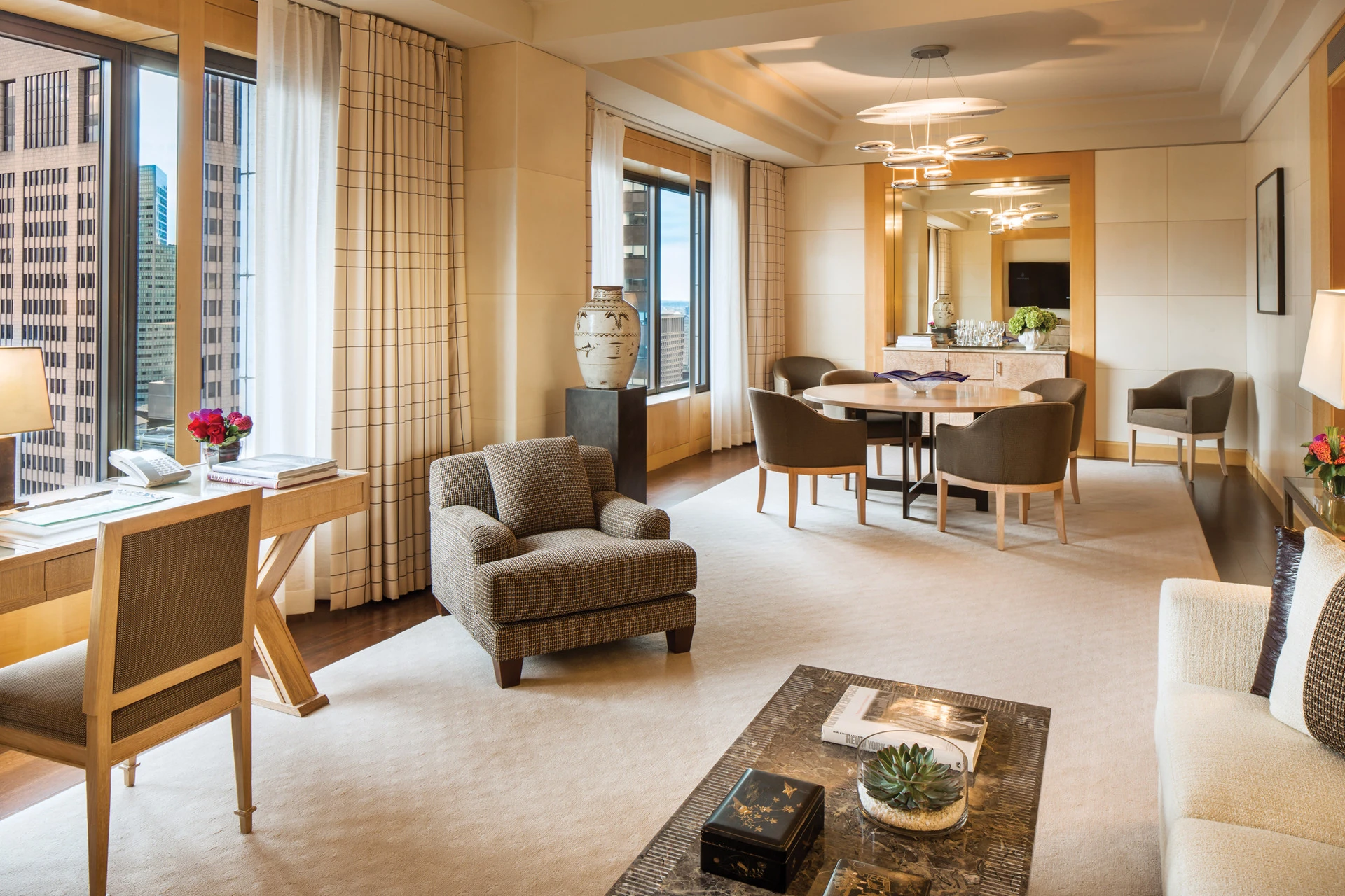 Manhattan Suite living room and dining table.