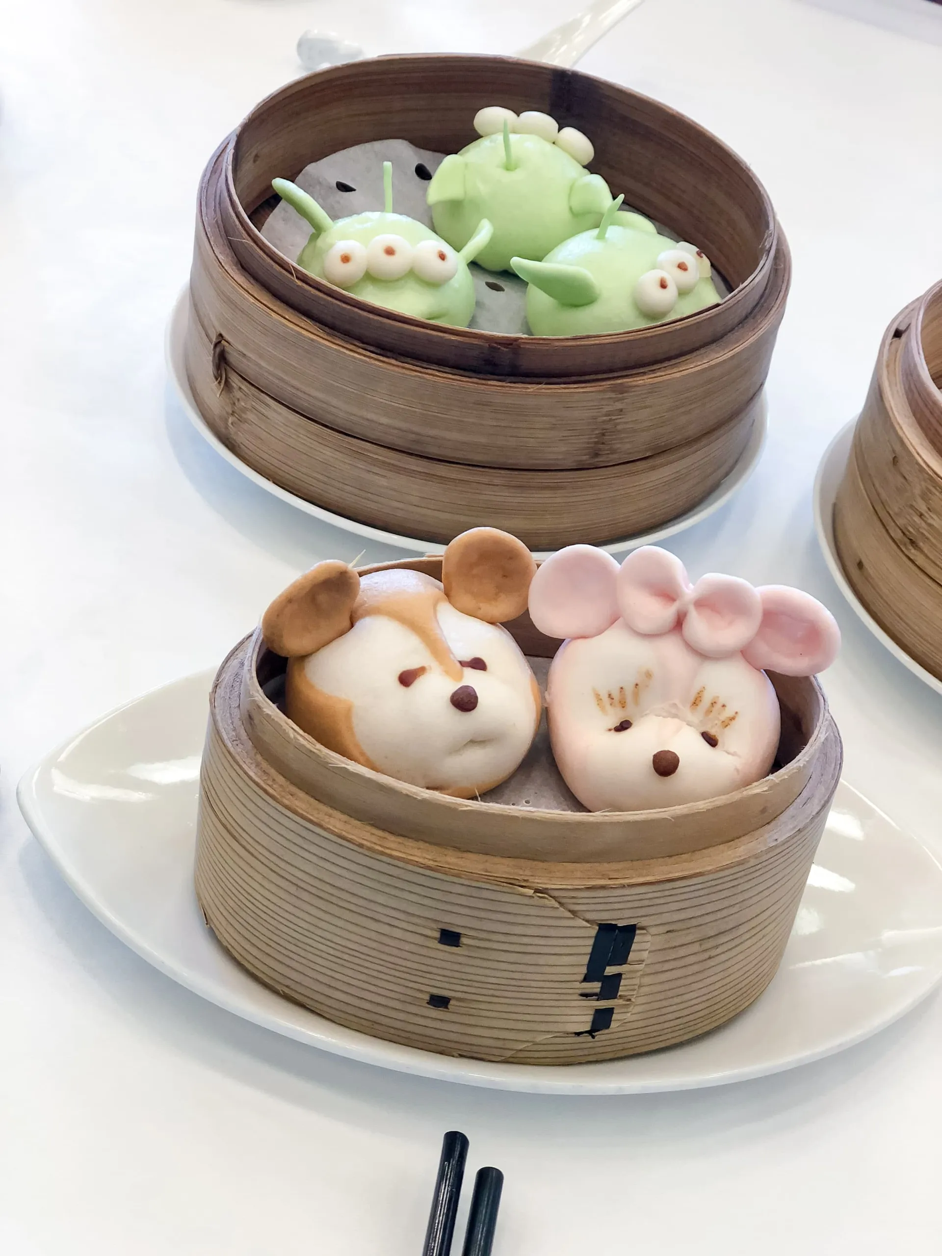 Three little pigs pork and vegetable dim sum at Hong Kong Disnyeland Hotel