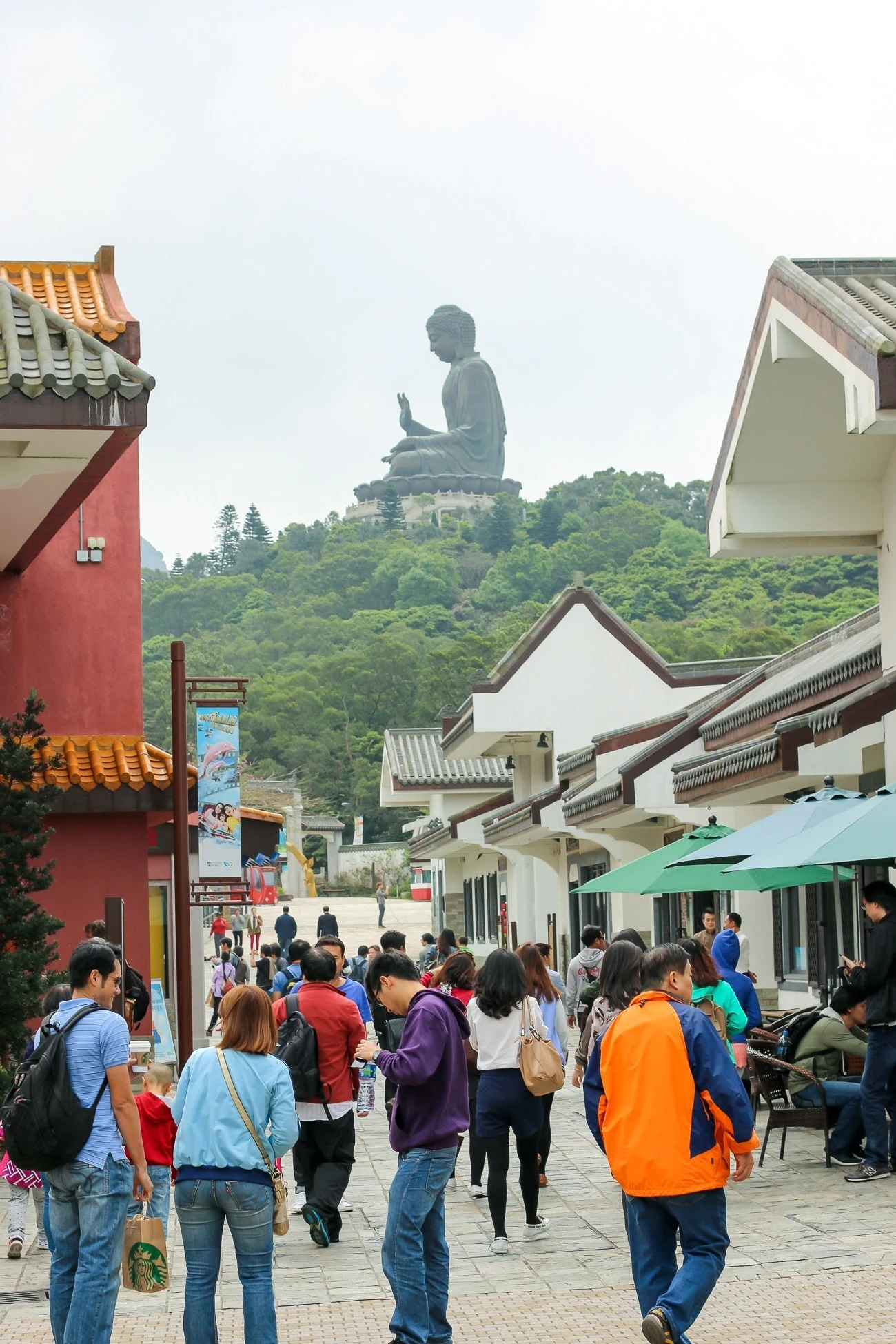 You can see the Big Buddha from Ngong Ping Village in Hong Kong