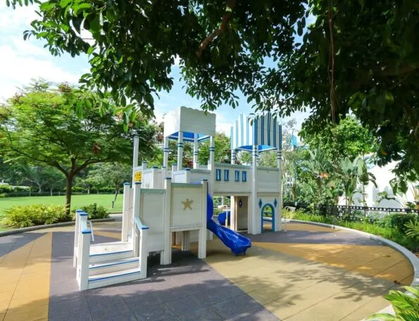 Outdoor play area at Disney's Hollywood Hotel in Hong Kong