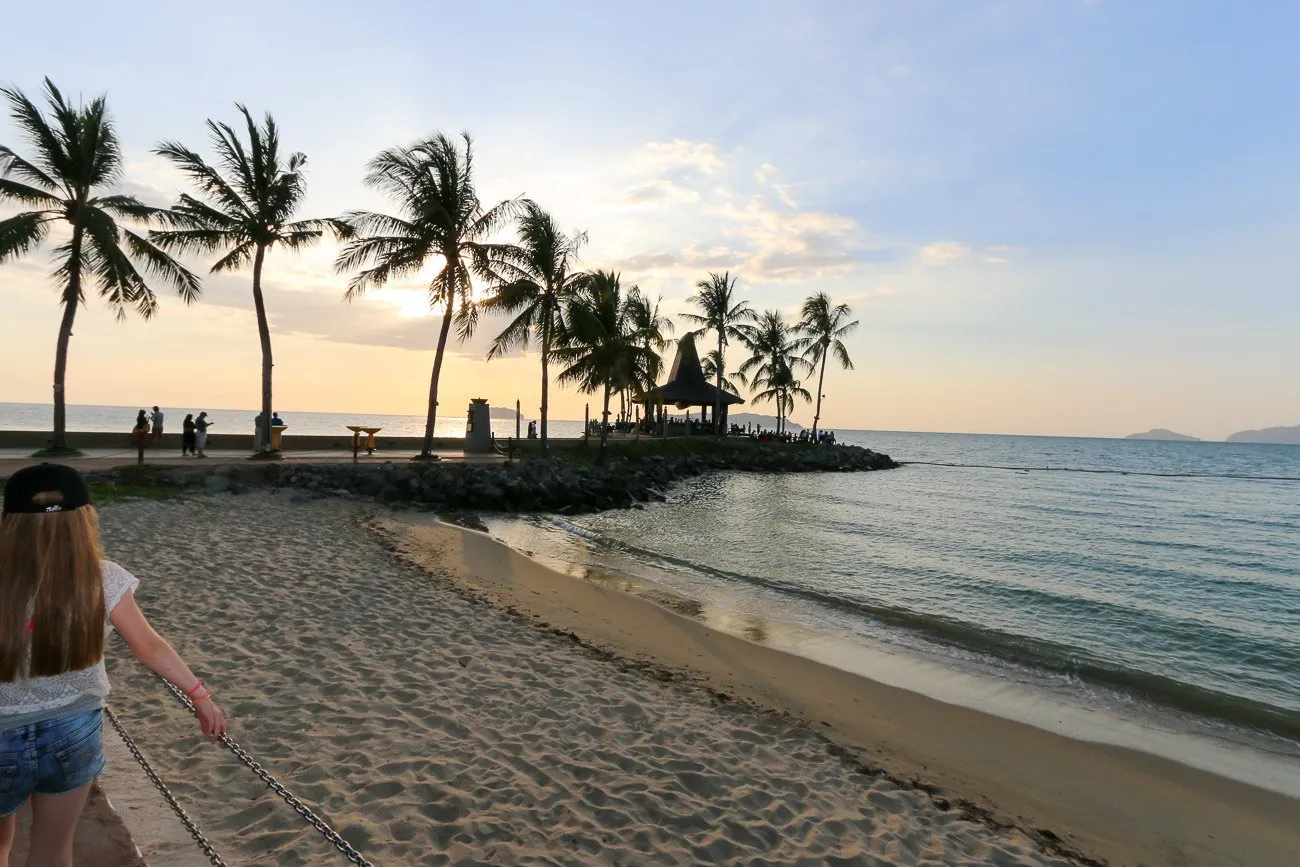 The Sunset Bar at Shangri-la's Tanjung Aru Resort and Spa is set on its own little island.