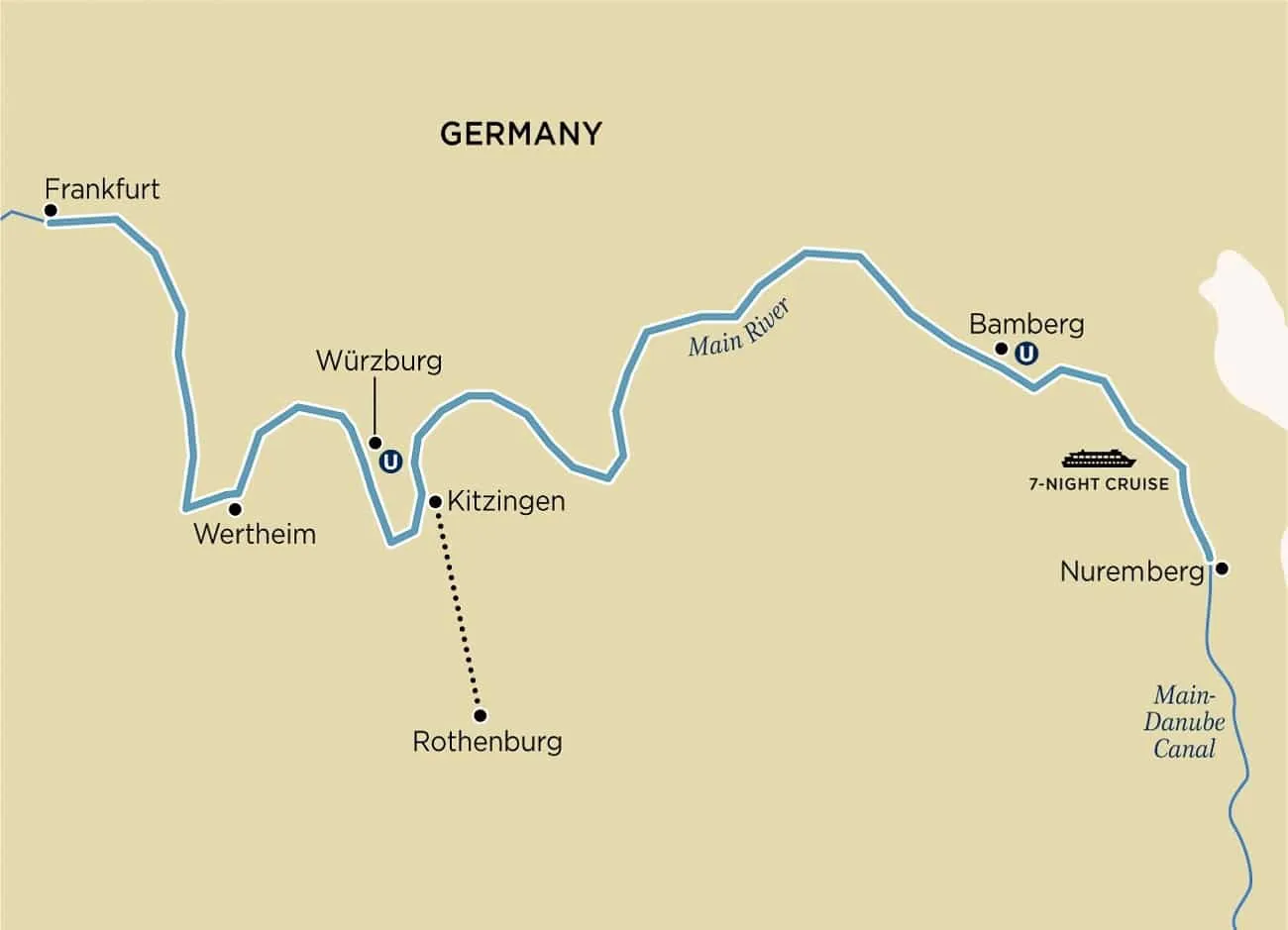 Uniworld Classic Christmas Markets Main River Cruise Map