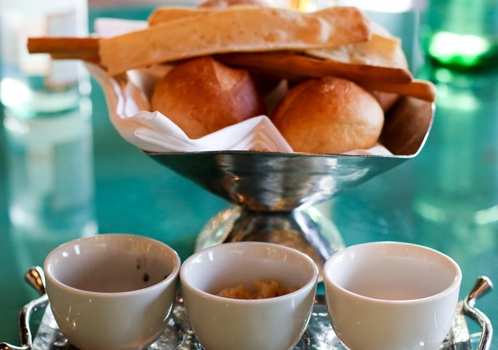 Delicious bread and dips at Peppino restaurant in Kota Kinabalu