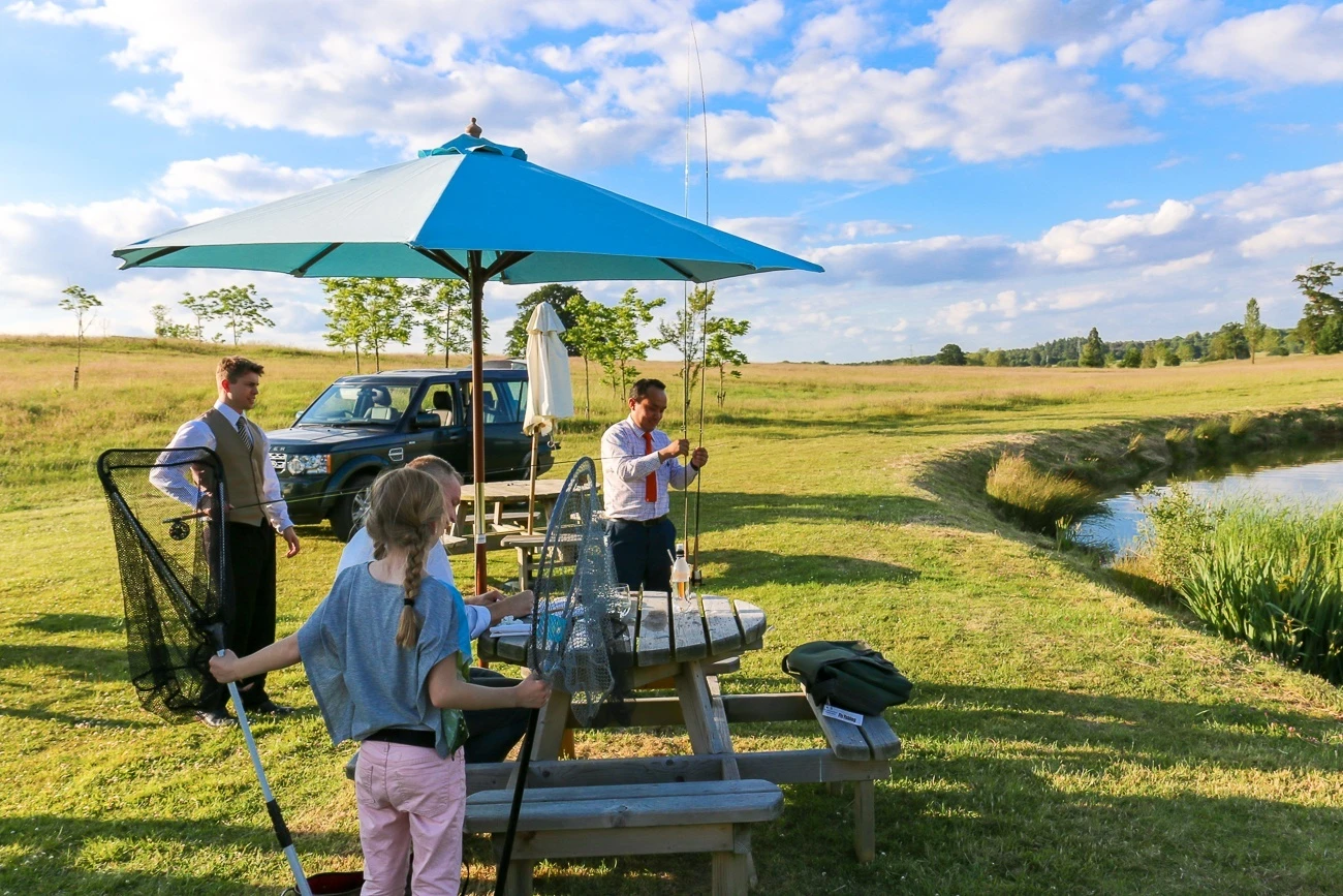 A picnic complete with fly fishing at Four Seasons Hotel Hampshire, England