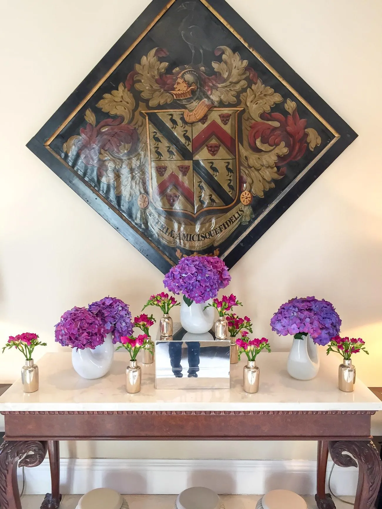 Purple hydrangeas at Four Seasons Hotel Hampshire, England