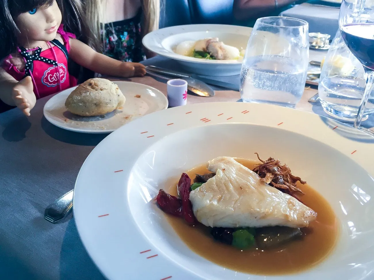 Fish entree at Le Jules Verne restaurant in the Eiffel Tower, Paris