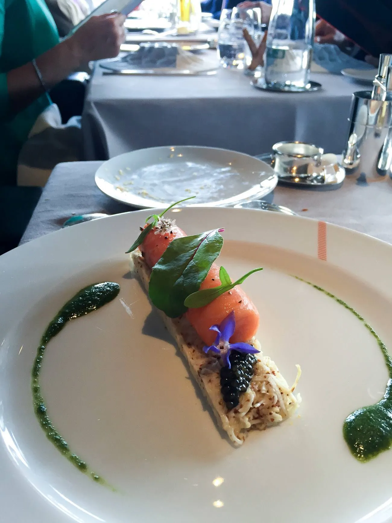 Salmon with caviar at Le Jules Verne restaurant in the Eiffel Tower