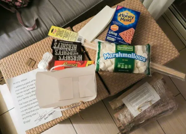 S'mores kit from San Diego Mission Bay Resort and Spa to use in our room's fire pit.