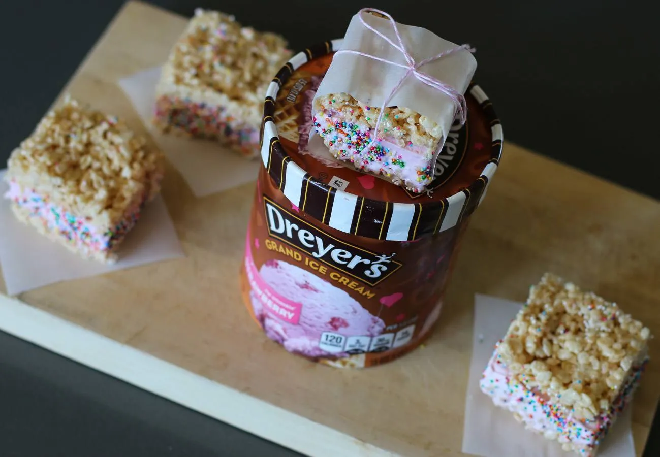 How to make Rice Krispie ice cream sandwiches using a recipe with Dreyer's Grand