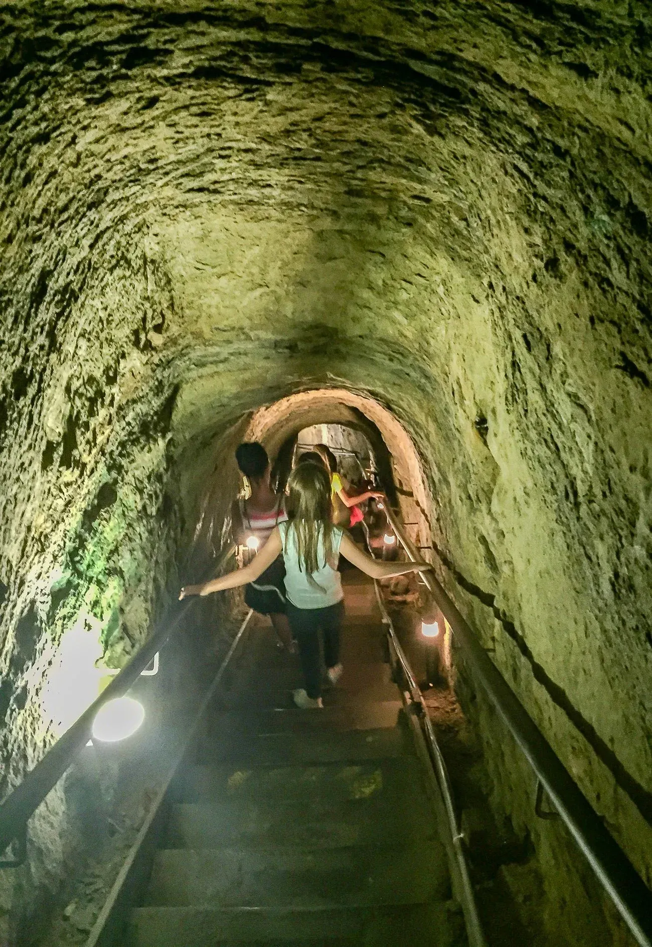 The dark, slippery tunnel down to Sunny Jim's Sea Cave in La Jolla