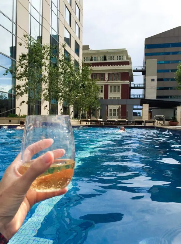 I drank a glass of Veuve Cliquot in the Four Seasons Hotel Denver pool